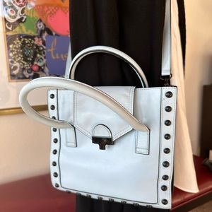 Loeffler Randall Blue/Grey Leather Studded Shoulder / Crossbody / HandBa…